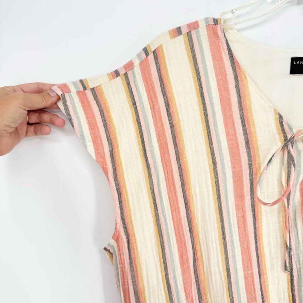 Lane Bryant Dolman-Sleeve Midi‎ Swing Dress Striped With Lace-Up Detail Size 20 - Picture 7 of 15